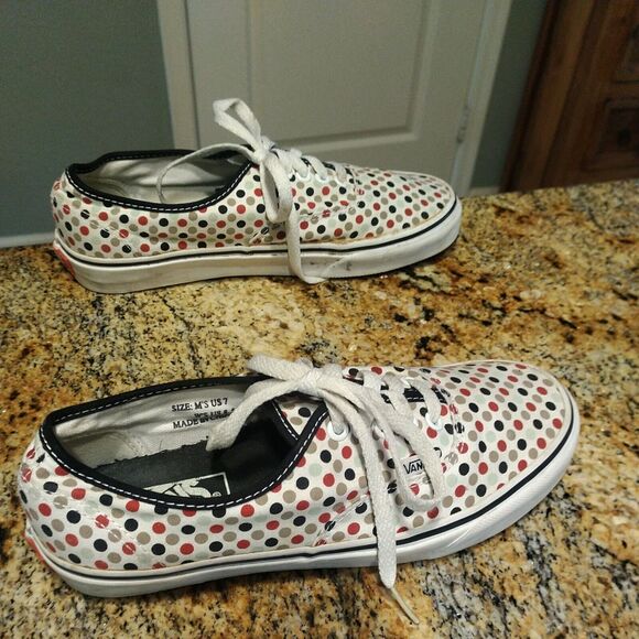 Vtg Vans polka dot Multicolor Canvas Lace Up Men’s Size 7 Woman's 8.5 - Picture 3 of 12